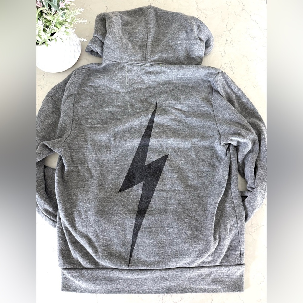 Aviator Nation Grey Bolt Zip Hoodie Size XS